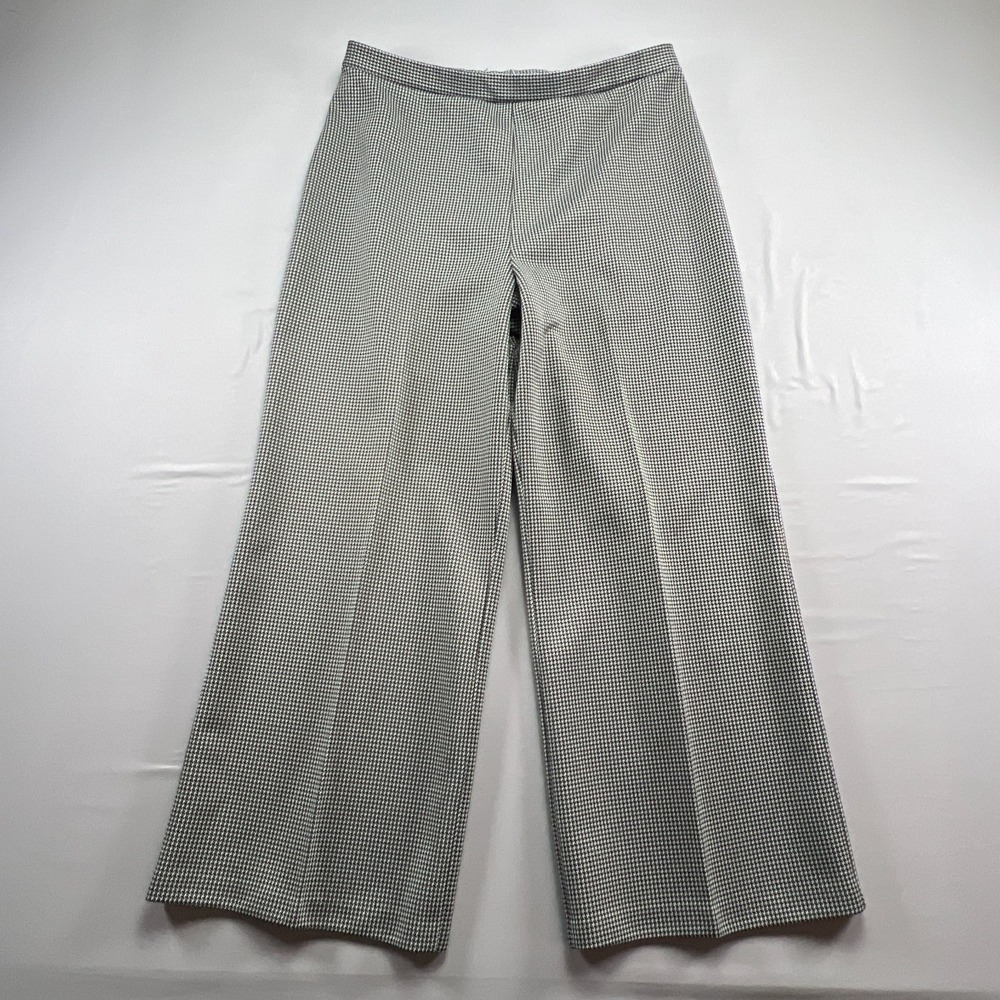 Rrrruss Dress Pants Womens 14 White Black Houndstooth High Rise Wide Leg Formal
